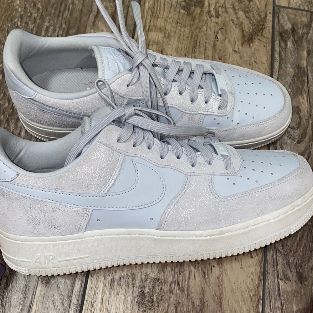 grey sparkly air force ones